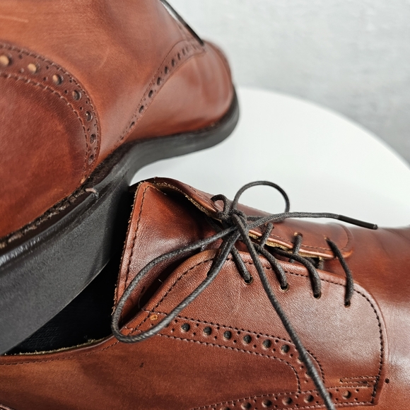 Allen Edmonds SZ 12 B Benton Brown Leather Lace Up Cap Toe Oxford Dress Shoe - Picture 9 of 12